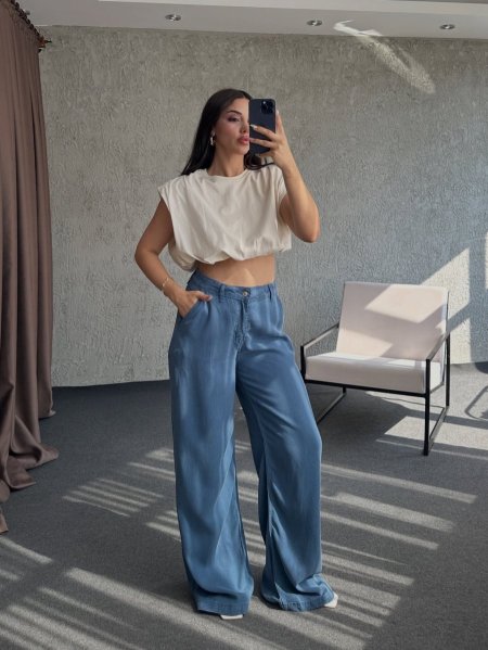 بنطال جينز wide leg